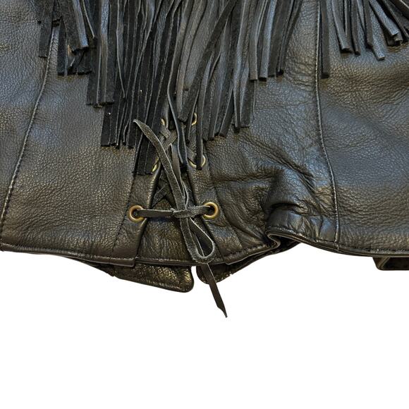 Highway One Leather Fringe Jacket M Retro Western Festival Biker - Picture 11 of 16